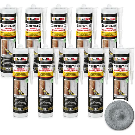 IsolBau Zement-Fix Zementgrauer Reparatur- und Dichtungsmörtel 10 x 300 ml (1/5)