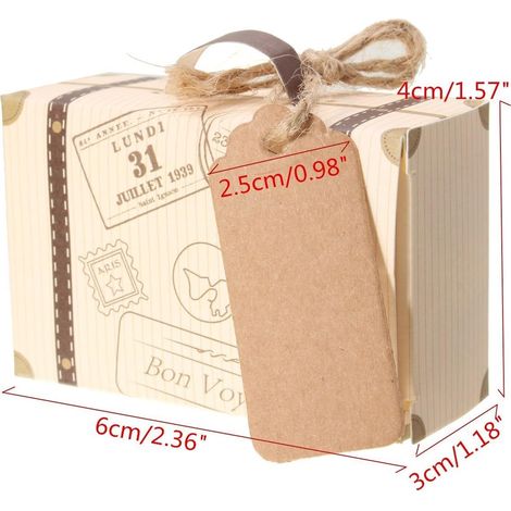 Set of 50 mini suitcases - perfect wedding favors - with Kraft paper - burlap candy boxes for birthday parties, baby showers and wedding decorations (1/5)