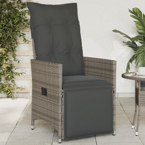 vidaXL Sedia Reclinabile da Giardino con Cuscini Grigia in
