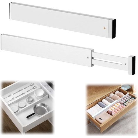 Séparateurs de tiroir lot de 2 - cloisons extensibles en bambou 43 x 1,5 x 6 cm (1/5)