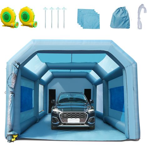 VEVOR Cabina de Pintura Inflable 8,5x4,8x3,3 m Carpa Hinchable de Pintura de Coches en Oxford 210D con Sistema de Filtración 2 Sopladores 960W + 750W Estación de Trabajo de Pintura Taller de Garaje