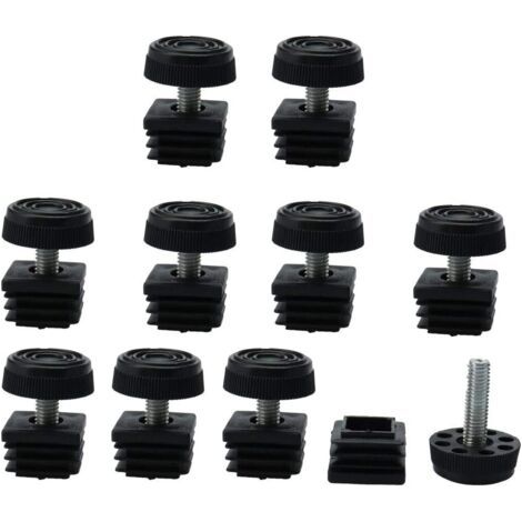 Piedini di livellamento regolabili per mobili, piedini regolabili, cuscinetti per mobili, gambe del tavolo, gambe della sedia, base di protezione per pavimenti, quadrati 25 mm x 25 mm, diametro base 3 (1/5)
