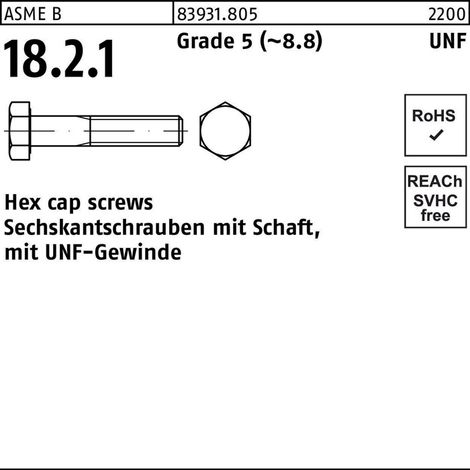 Sechskantschraube R 83931 UNF-Gewinde/Schaft 5/16x3 1/2 Grade 5 (8.8) 100St. (1/2)