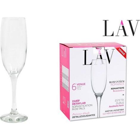 22 cls copa espumosos,champan,cava,frizzante venue 220cc lav tipo flauta - caja 6 unidades