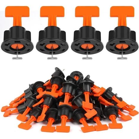 Flintronic Niveleur de Carrelage, 80 Pièces Nivellement Carrelage Niveleur, Nivellement pour Carrelage avec 2 Clés Spéciales, Aides à La Pose De Carrelage pour le Bricolage et les Professionnels (1/5)