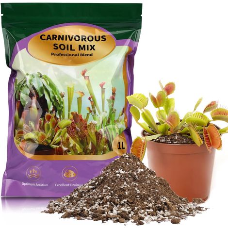 Mélange de terreau pour Plantes Carnivores 1L, mélange Pur de Fibre de Coco et Perlite pour dionées, sarracénias, pinguiculas, népenthès et droséras (1/5)