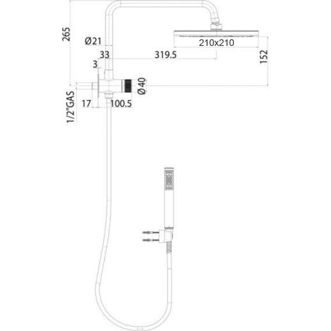 KIT BRACCIO DOCCIA CON SOFFIONE E DOCCETTA CUBE RENOVATION Misura: Cromo (1/2)