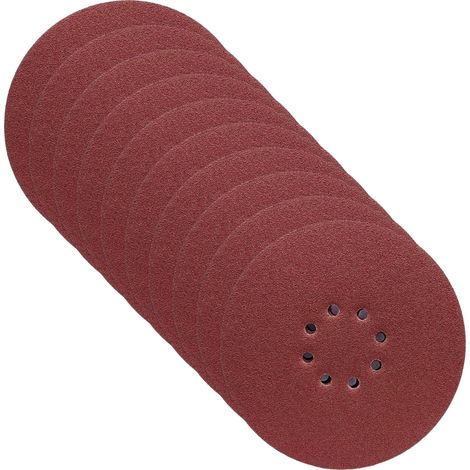 Disque Abrasif - 225 mm - Grain 60 - Auto-Agrippant Velcro - Perforé pour Évacuation Poussière - Lot de 10