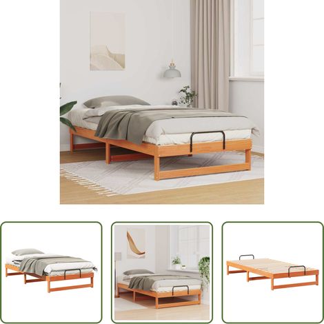 vidaXL Plattformbett -  Bettrahmen Braun 100 x 200 cm Massives Kiefernholz (1/5)