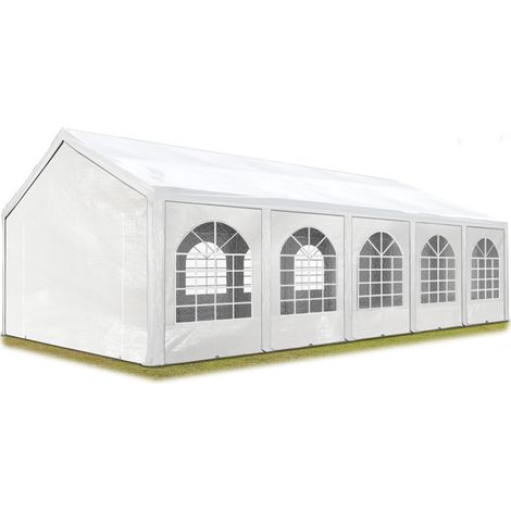 Hochwertiges Partyzelt 4x10 m Pavillon Zelt PE Plane 450 N Gartenzelt Festzelt Wasserdicht weiß