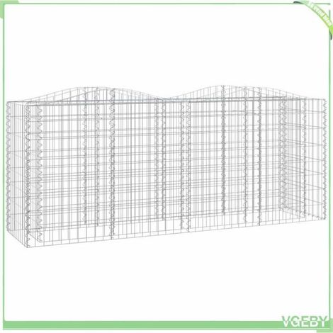 Lit surélevé à gabions arqué - FAFEICY - 153546 - 200x50x100 cm - Fer galvanisé - Fil 3,5 mm (1/4)