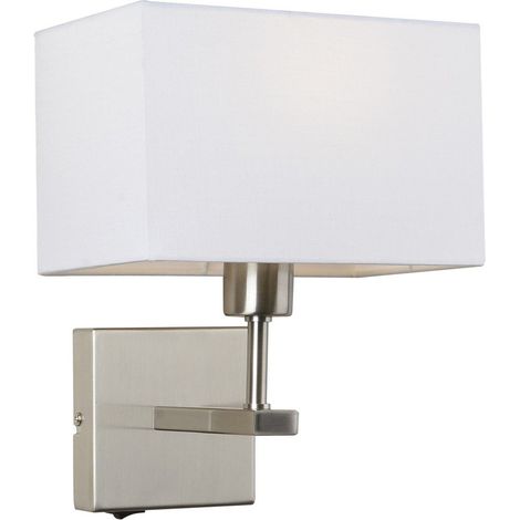 Italux Norte - Lampe de chevet moderne nickel 1 lumière avec abat-jour rectangulaire blanc, E27