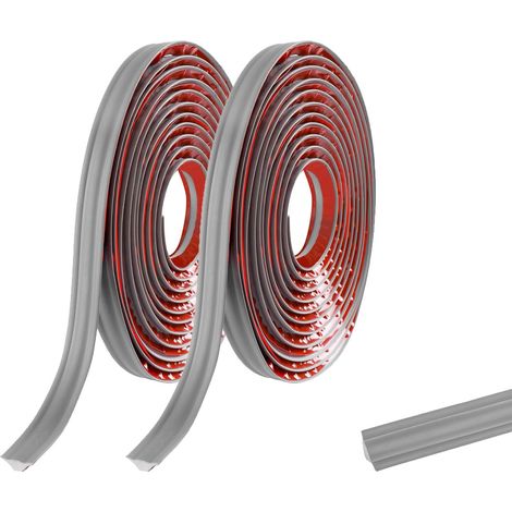 10 m (5 m 2 rouleaux) de bande d'étanchéité en PVC gris mat, perle flexible autocollante pour stratifié, bande d'étanchéité pour coin de mur en plastique pour plan de travail, plafond, sol (1/5)