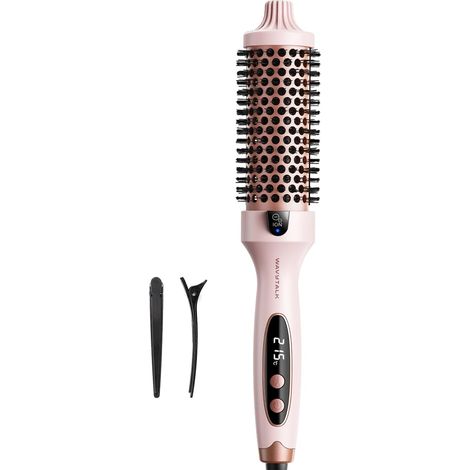 Thermische Bürste, Ionen-Heizbürste, 38 mm für natürliche Locken, 5 Temperaturstufen, Dualspannung, Eurostecker, Blowout Boost, Sakura Pink