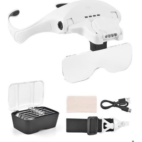 KLVGTIFS PU – USB-wiederaufladbare Lupe mit 4 LEDs und Berührungsschalter zur Betrachtung von Schmuck und Stickereien (1/5)