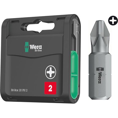 WERA 057750 Bit-Box Extra Hard PH2 X 25mn Screwdriver Bits 20 Pieces