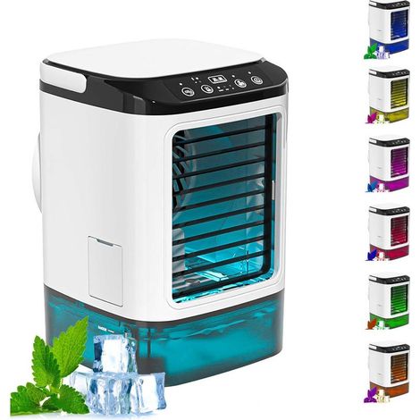 avec Glacière Rafraichisseur d'air Silencieux, Climatiseur Mobile 3 Vitesses Et LED 7 Couleurs Clim sans Tuyau D évacuation Climatiseur (1/5)