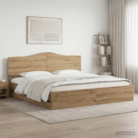 Bed Frame with Storage and Headboard Artisan Oak 180 x 200 cm vidaXL (1/5)