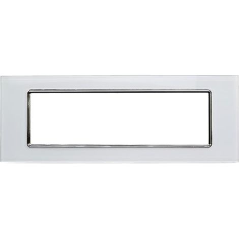 Placchetta per interruttore in vetro a 7 posti bianca cassetta 507 compatibile con bticino living light supporto cover (1/3)