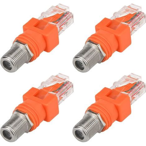 Adaptateur coaxial vers Ethernet, lot de 4 convertisseurs RF F femelle vers RJ45 mâle pour testeur de ligne (1/5)