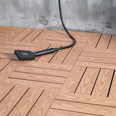 Le piastrelle per pavimenti in WPC sono impermeabili e adatte a terrazze, balconi, patii, ponti, pavimenti in legno antisettico, cortili, giardini e bagni. (1/4)