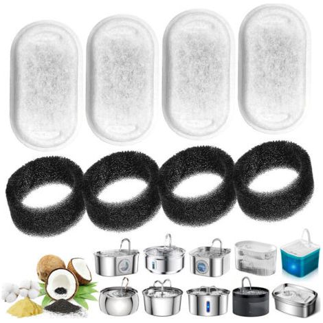 Filtro de acero inoxidable para bebedero de gatos, filtro de repuesto de 3,2 L para bebedero de gatos (16 unidades)
