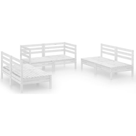 Mobili da giardino mobili da esterno set di mobili 6 pezzi in legno di pino massiccio bianco 020016964