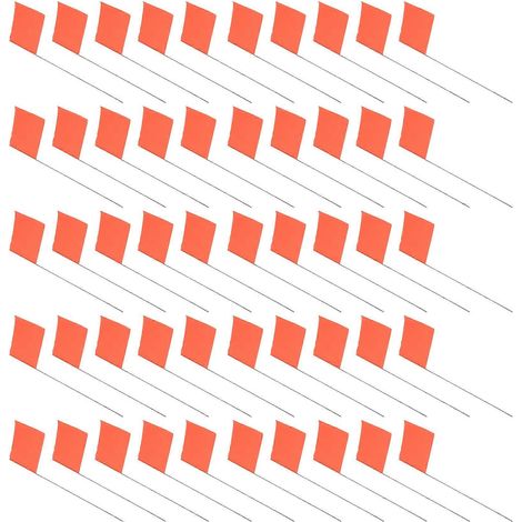 Lot de 50 fanions de signalisation orange pour jardin, 15 x 4 x 5 pouces, fanions de signalisation, fanions de pelouse, fanions d'irrigation, fanions d'aménagement paysager (1/5)