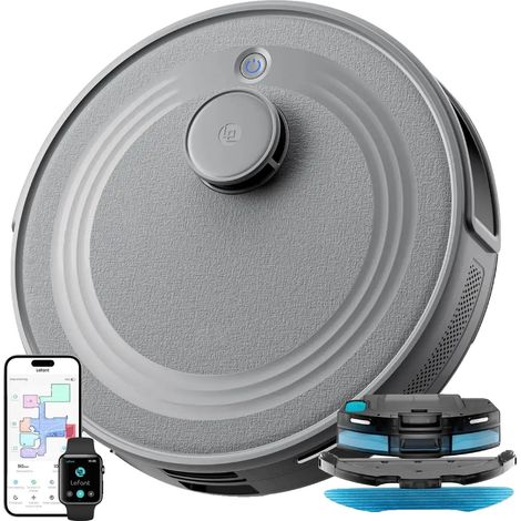 Robot aspirador, succión máxima 10000 Pa, capacidad de la batería 5200 mAh, tiempo de funcionamiento 240 minutos, capacidad del depósito de agua 300 ml, capacidad del depósito de polvo 150 ml. (1/5)