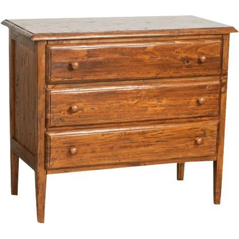 Cassettiera legno massello 100x48x85 cm Cassettiera shabby chic bianca Como cassettiera vintage 3 cassetti credenza vintage (1/5)