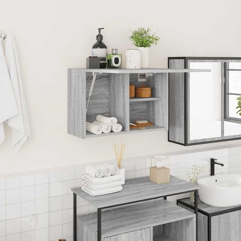 Bad-Wandschrank Grau Sonoma 60x25x40 cm Holzwerkstoff