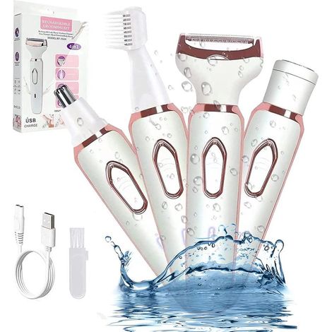 Épilateur pour femmes - Épilation facile - 4 accessoires - Épilateur pour femmes - Tondeuse maillot - Épilateur visage - Utilisation sur peau sèche ou humide - Épilateurs-AquaForge (1/5)