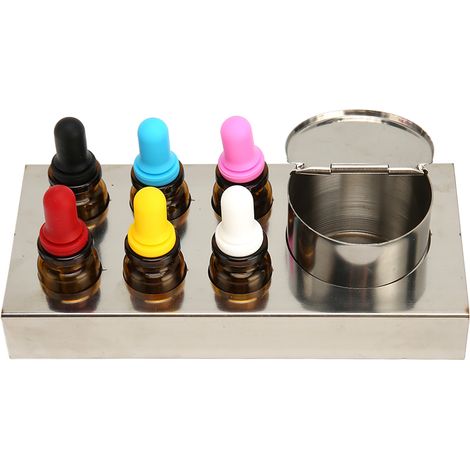 Set de 6 Flacons Compte-Gouttes en Verre Ambré 10ml avec Support, Étanches pour Huiles Essentielles, Parfums et Liquides (1/5)