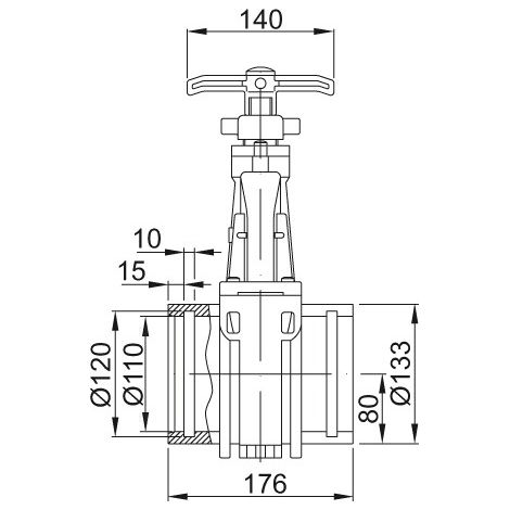 ACO Zulaufschieber DN/OD110 mit zwei Steckmuffen aus PVC, 0175.13.84
