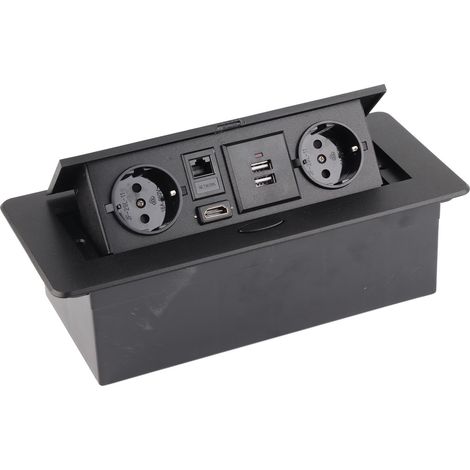 Prise de sol encastrée moderne en alliage d'aluminium, étanche à la poussière, avec port USB, réseau et vidéo, 250 V CA.