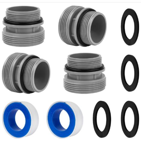 Kit de raccords pour tuyau de piscine Intex compatible : kit convertisseur 4560 de 40 mm à 1,5 pouce, raccords 4560 (4 + 2 rubans téflon) (1/4)