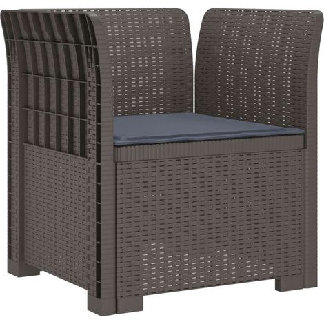 Fauteuil à accoudoirs individuel avec coussin, aspect rotin synthétique en polypropylène, gris clair (1/5)