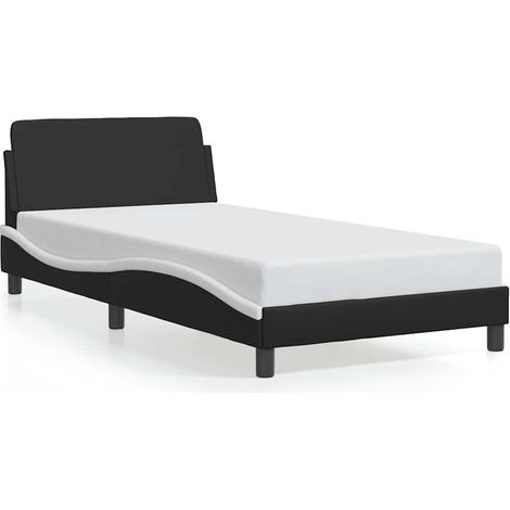Bed Frame "Dover" Black and White 100x190 cm Faux Leather vidaXL (1/5)
