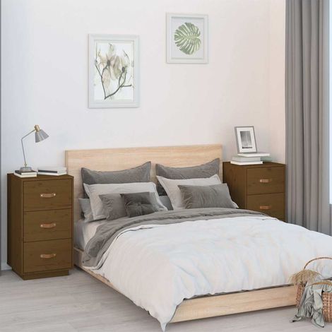 vidaXL Bedside Cabinets 2 pcs Honey Brown 40x40x75 cm Solid Wood Pine (1/5)
