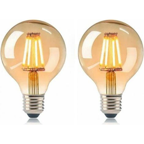 Ampoule Edison E27 G80 - 4 W - Lumière Chaude 2700 K - Verre Ambre - Filament LED Visible - Pour Décoration Rétró Café Restaurant Galerie - Lot de 6 (1/5)