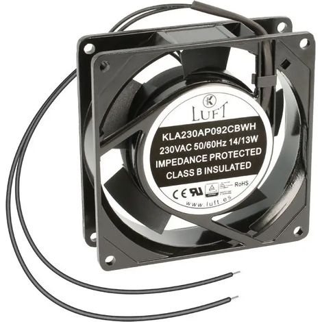 Ventilatore 230vac 92x92x25mm 15w 2 fili sfere Kla230ap092cbwh