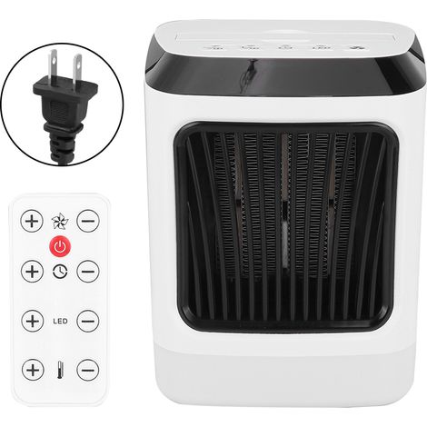 Tragbarer Tischventilator mit Heizung und Fernbedienung, 110–220 V, US-Stecker (1/5)