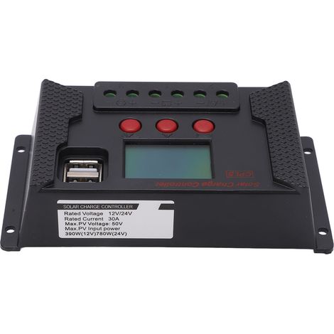 Contrôleur de charge solaire 30A, écran LCD, reconnaissance automatique 12V/24V, pour batterie acide et panneau solaire. (1/5)