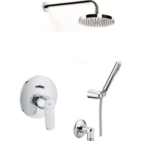 Colonne de douche encastrée – Corps de montage Grohe Rapido SmartBox – Tête de douche 190mm avec jet pluie – Bras mural 300mm en laiton