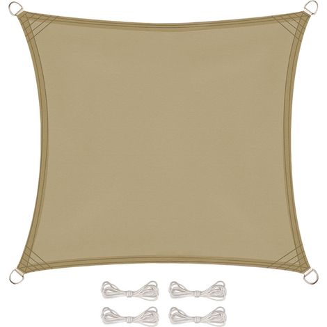 Voile d'ombrage carré pour terrasse, jardin, toile imperméable et résistant UV - 2 x 2 m - Sable  - Linxor