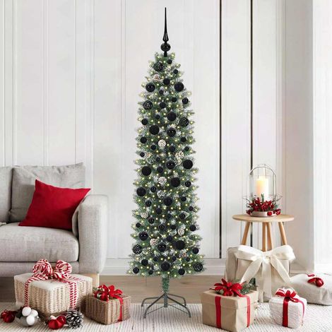 Künstlicher schlanker Weihnachtsbaum Grün und Weiß 180 cm