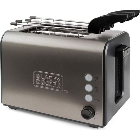 Black+decker bxtoa900e - tostapane in acciaio inox 900w, 2 slot extra large 42x137mm. 7 livelli di tostatura. sistema di pinze estraibili. autocentraggio. 3 funzioni (1/10)