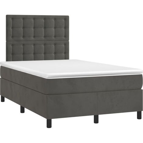 Struttura letto LED con coprimaterasso testiera boxspring 120x200 cm tessuto velluto grigio scuro TDL0207734