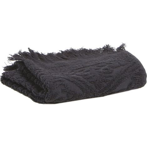 Drap de Bain Carbone en Coton Jacquard Arabesque - Grande Serviette de Toilette - PANGIVO (1/5)
