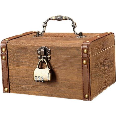 Aufbewahrungsbox aus Holz in Form eines Sparschweins für Münzen, Cent-Karten und andere Kleinigkeiten – Geschenk für Kinder-Small Password Lock (1/5)